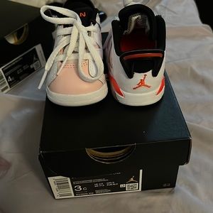 Pink white and black infant jordan’s worn once , Jordan retro 6